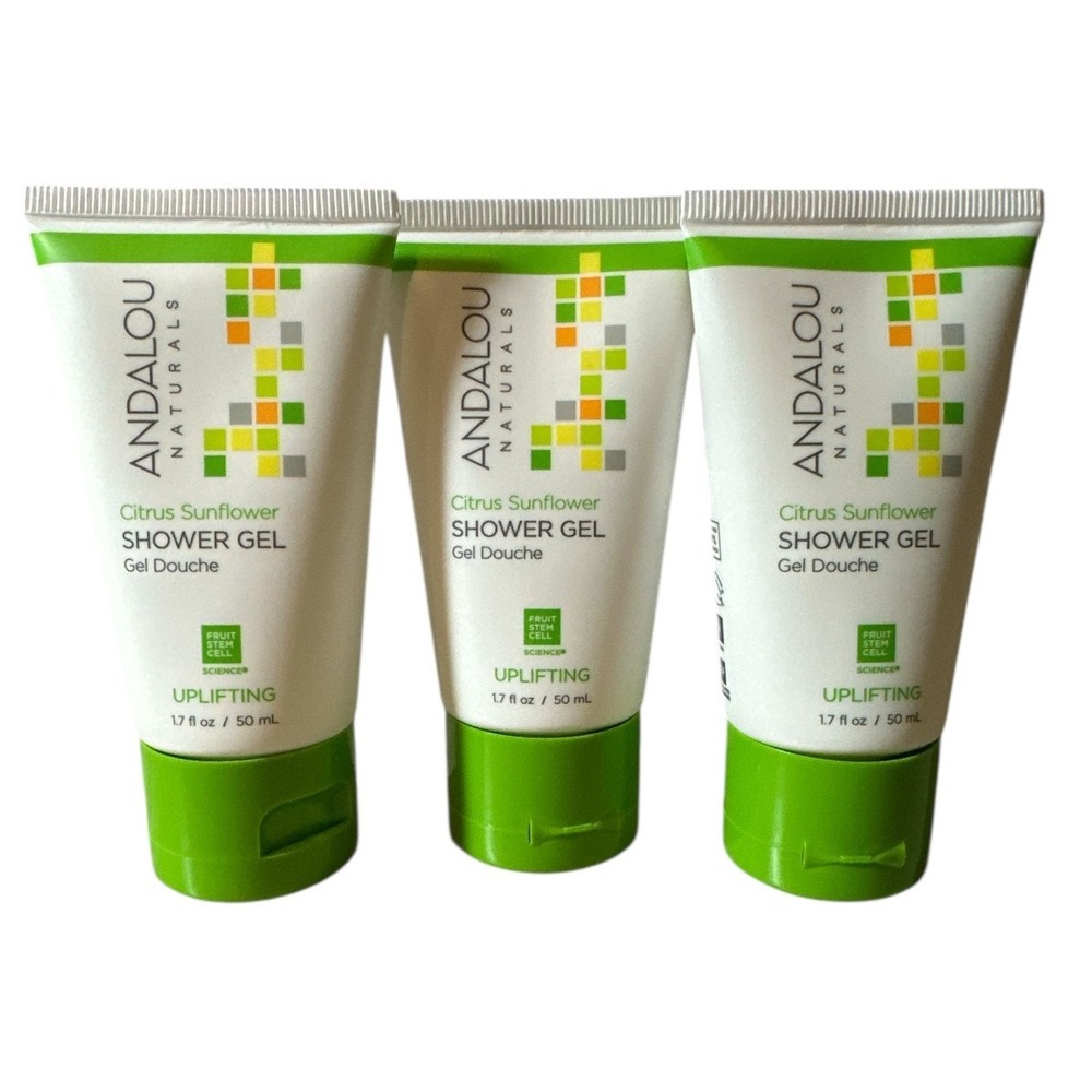 Andalou Naturals Shower Gel Citrus Sunflower Uplifting Travel Size 1.7 fl oz X 3